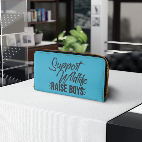Support Wildlife, Raise Boys (Blue) - Zipper Wallet