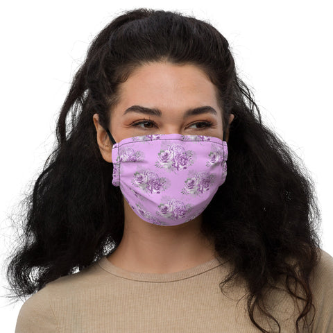 Purple & Silver Floral (19) - Premium face mask