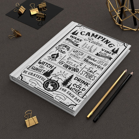Camping Rules (White) - Hardcover Journal Matte