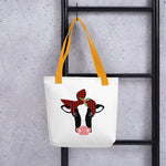 Red Plaid Christmas Heifer - Tote bag