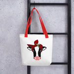 Red Plaid Christmas Heifer - Tote bag