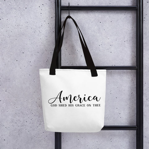 America, God Shed His Grace On Thee (White) - Tote bag